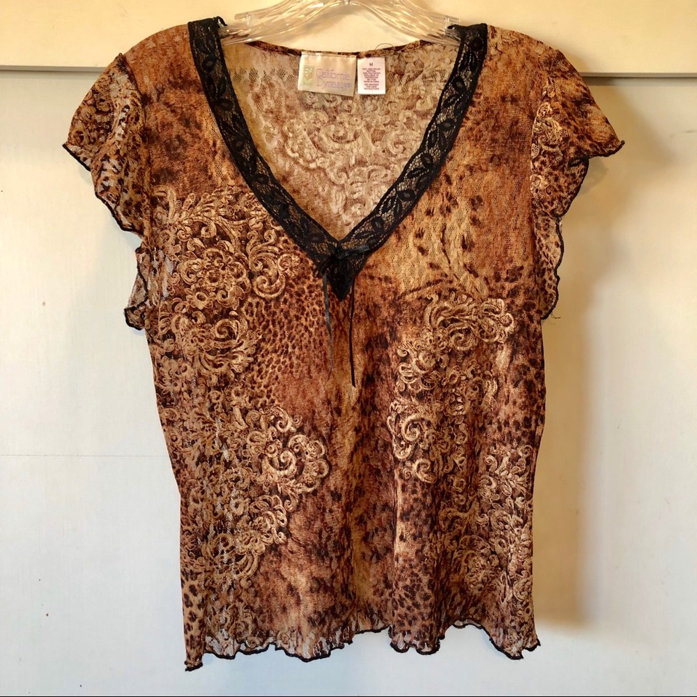 Vintage California Dynasty sheer lingerie top sz M